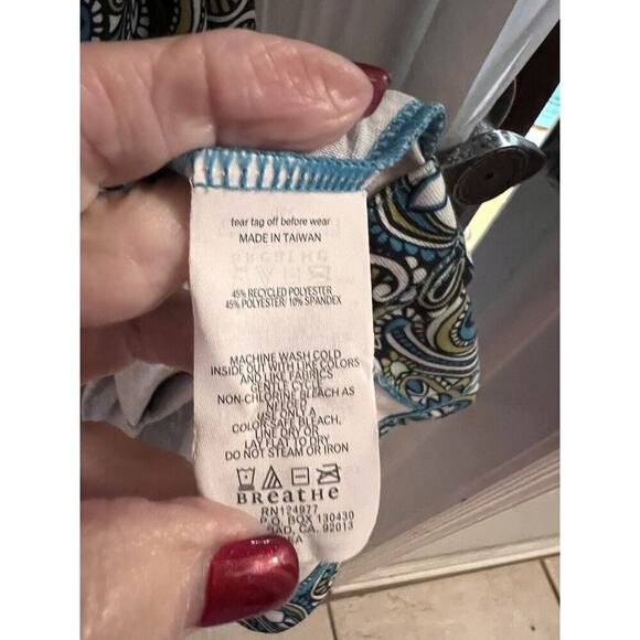 Prana Blue Green Paisley Nadia Verda Dress Size S Surplice Front Faux Wrap - Picture 4 of 6